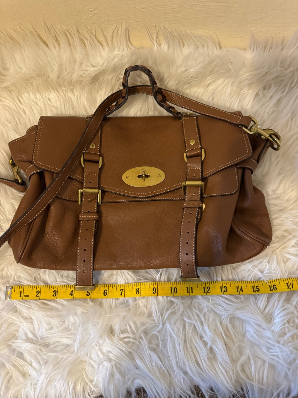 Mulberry Brown Leather Satchel with Gold Hardware - Picture 5 of 13